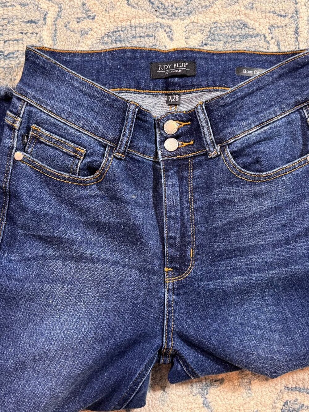 Judy Blue Double Button Boot Cut Dark Wash Jeans NWOT 7/28